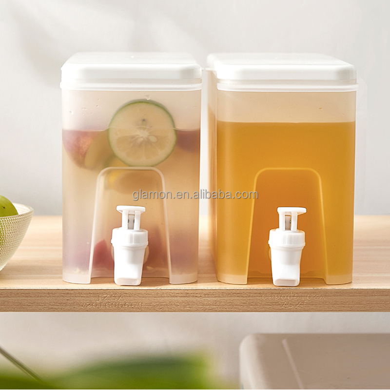 Plastic 1 Gallon Cold Kettle with Faucet in Refrigerator for Fruit Teapot Lemonade Bottle Cold Water Bucket