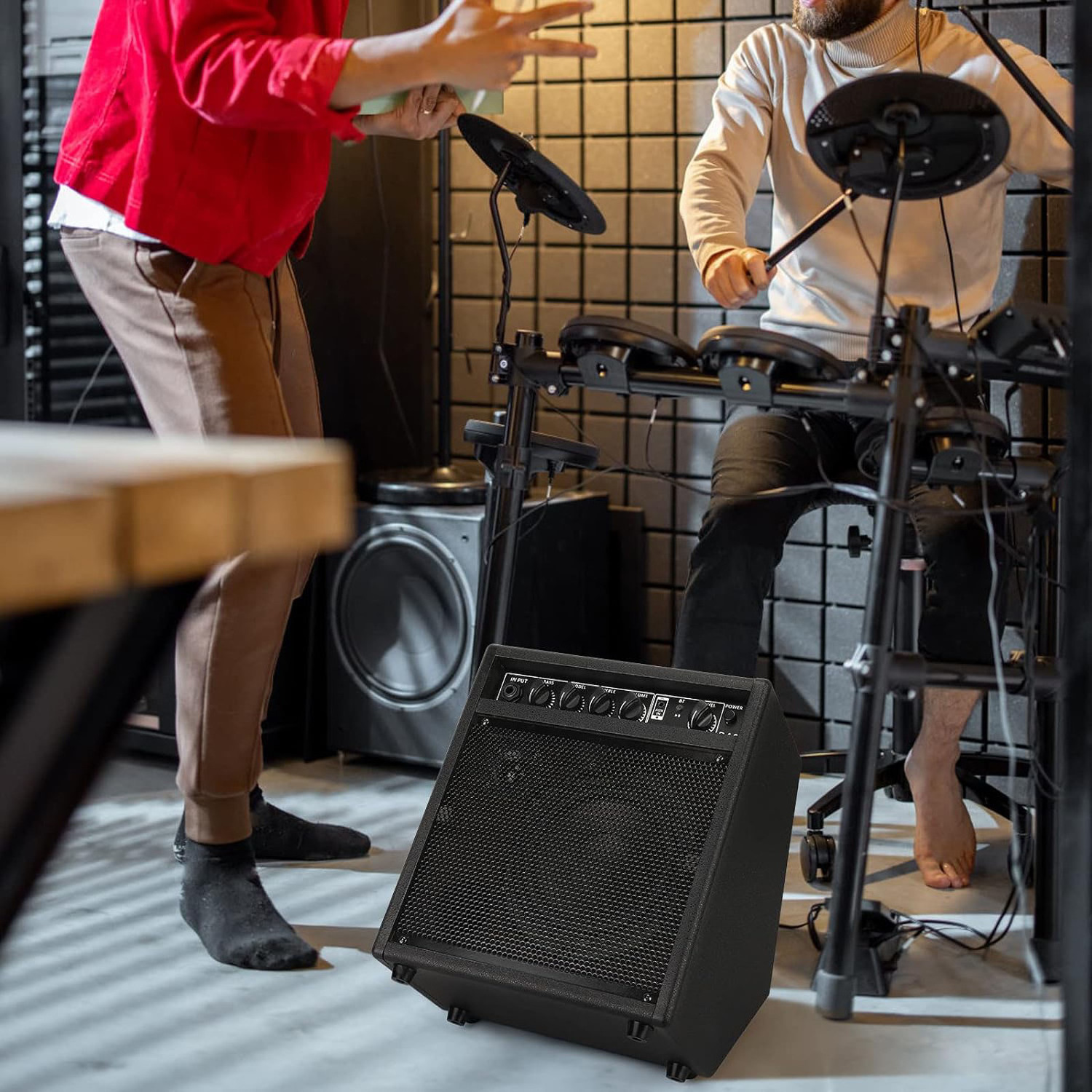 Multifunctional Portable 25W Full Band Electric Drum Amp Drum Amplifier Speaker for drum bass guitar electric piano Practice