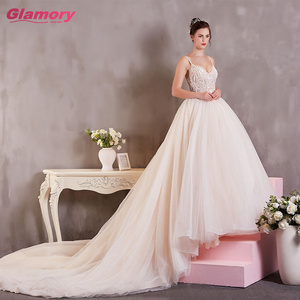 Luxury Crystal Dresses Turkey Istanbul Long Tail Ball Gown Wedding Dress For Women