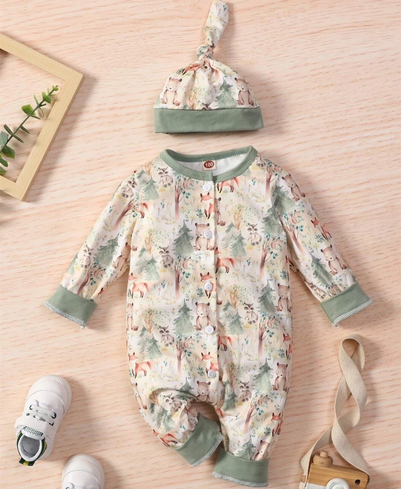 Baby Clothes Onesie Cartoon Graphic Baby Onesie Summer Jumpsuit With Hat Baby Jumpsuit Set