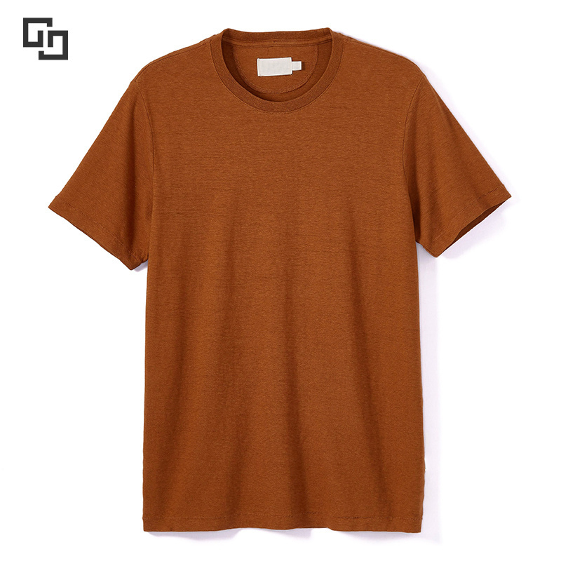 Short Sleeve Crew Neck Shirts Wholesale Blank Solid Custom Men 55% Hemp 45% Organic Cotton T-Shirt