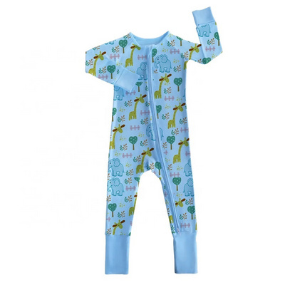 Custom Organic Fabric Clothing Sets Baby Bamboo Romper Sleeve Zipper Breathable Kids Pajamas