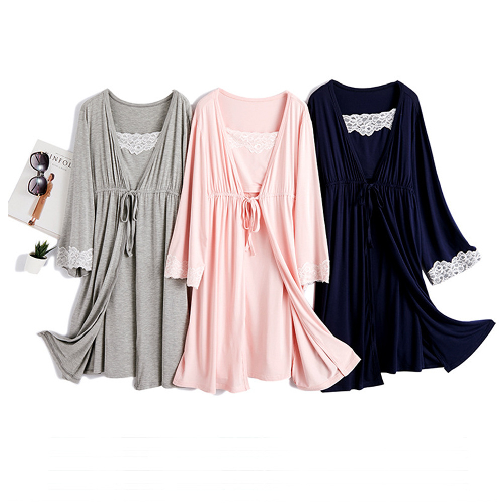 High Quality Women's Maternity Nightgown Customize 2 Piece Organic Cotton Nightgowns for Women