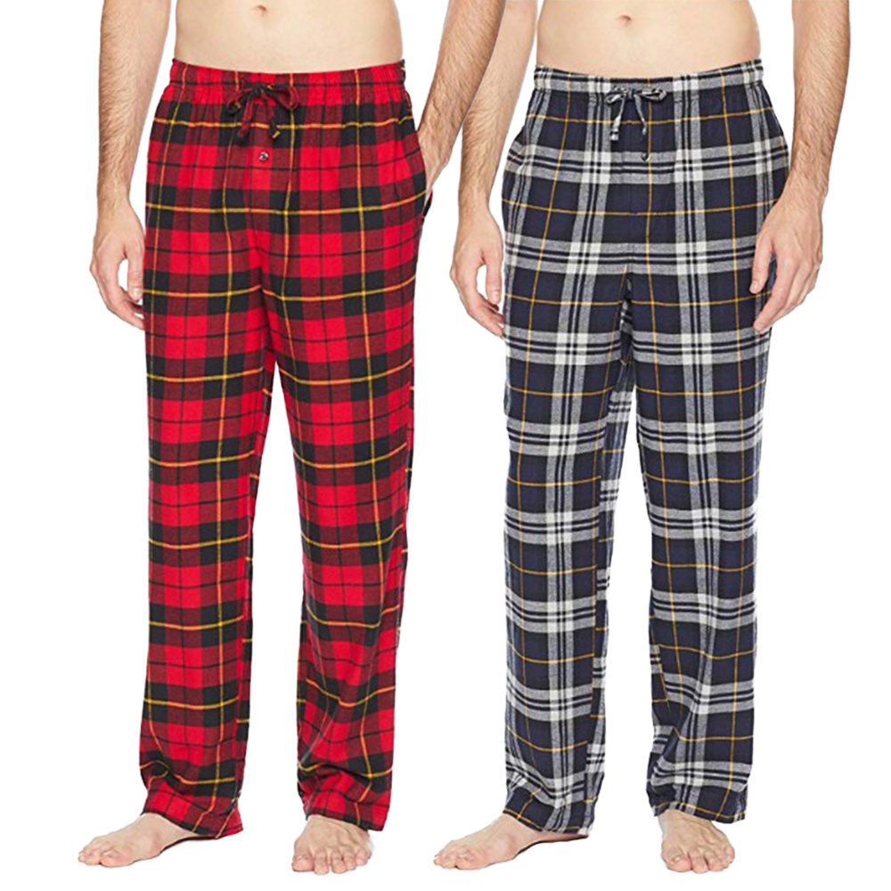 Wholesale Flannel Mens Pajama Pants Custom Cotton Plaid Bamboo Pajama Pants Men's Sleepwear