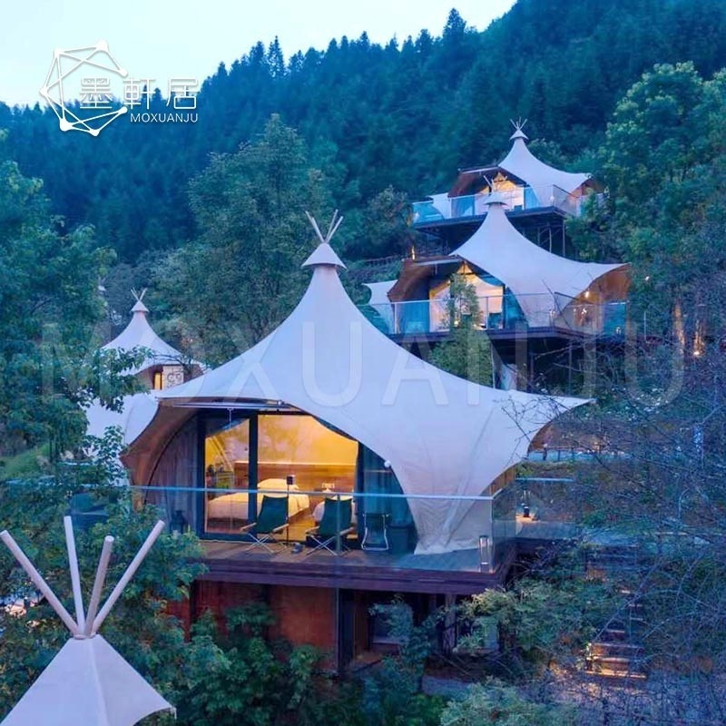 Luxury Hotel Resort Teepee Indian Glamping Pyramid Tent with Bathroom