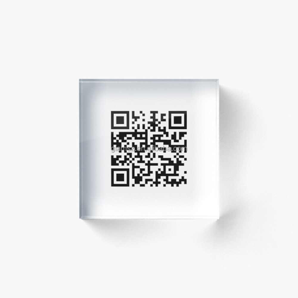 Wholesale  Custom Acrylic Transparent Qr Code Solid Block Clear Plexiglass Cube UV Printed Logo Brand Block