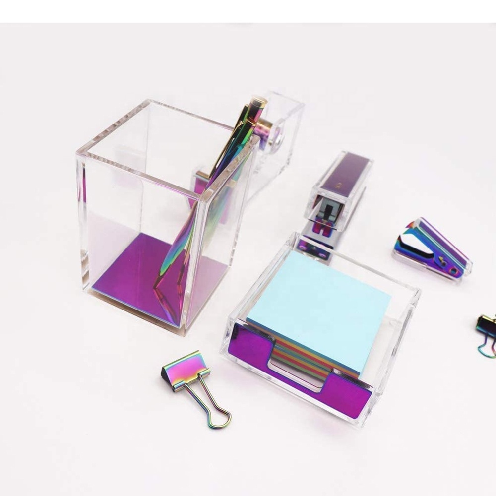 Wholesale Square Acrylic Memo Pad Case Table Accessories Perspex Stationery Box Acrylic Notepad Holder