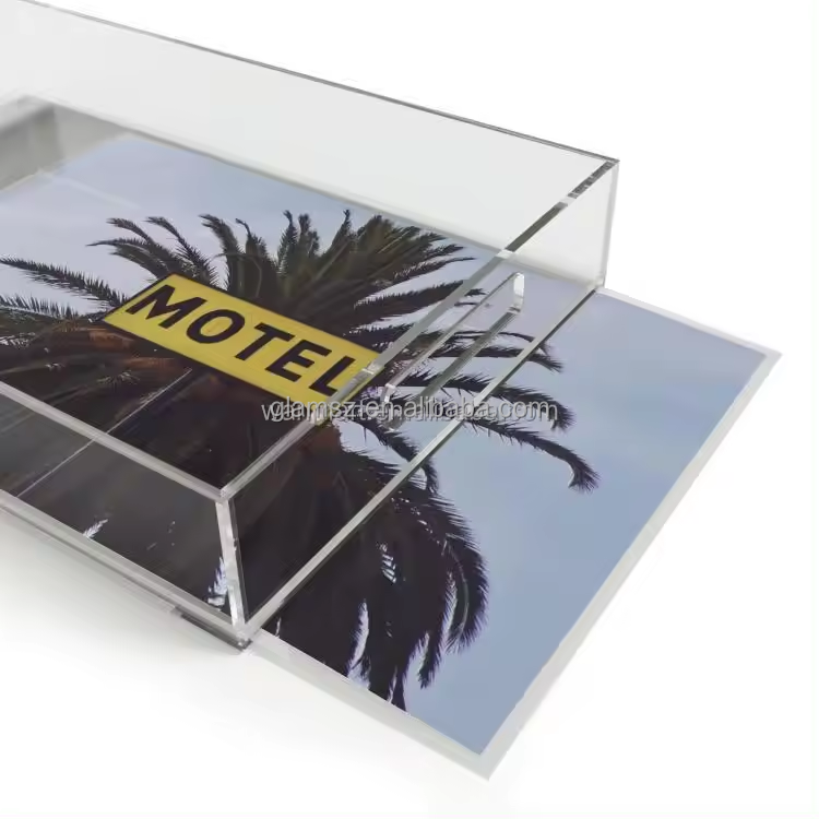 Wholesale Decorative Desktop Rectangle Clear Acrylic Tray with Insert