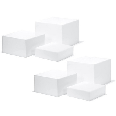 Custom Design Glossy White Acrylic Cube Display Nesting Risers with Hollow Bottoms