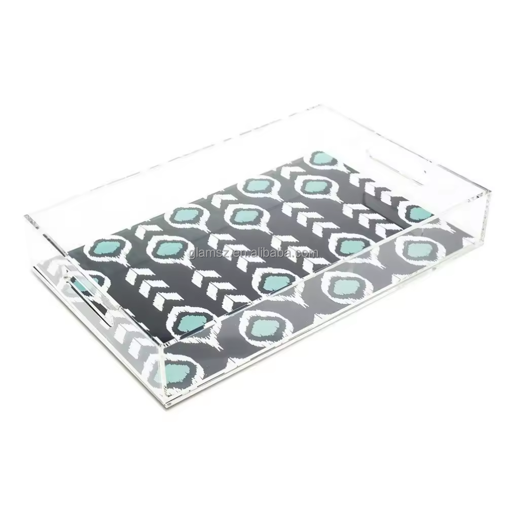 Wholesale Decorative Desktop Rectangle Clear Acrylic Tray with Insert