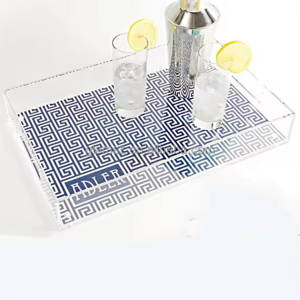 Wholesale Decorative Desktop Rectangle Clear Acrylic Tray with Insert