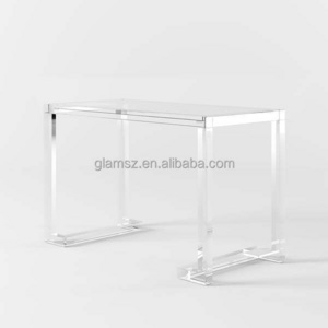 Modern Rectangular Clear Tempered Glass Living Room Office Acrylic Writing Desk