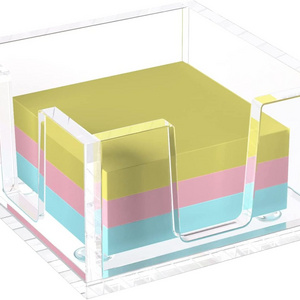 Acrylic Sticky Note Holder, Self-Stick Note Pad Holder - Note Dispenser Memo Pad Holder Desk Organizer