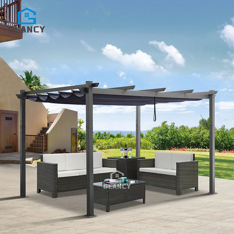 Smart Aluminum Roof Motorized Controlled Modern Movable Panels Retractable Waterproof Illuminated Bioclimatic Pergola