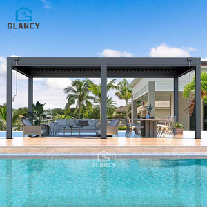 Smart Aluminum Roof Motorized Controlled Modern Movable Panels Retractable Waterproof Illuminated Bioclimatic Pergola