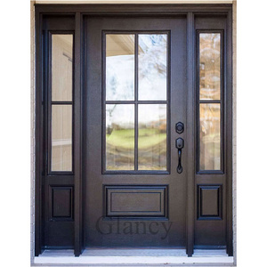 Double Modern Front Style Interior Wood Door High Entrance Entry Glass Solid Teak Wooden Door