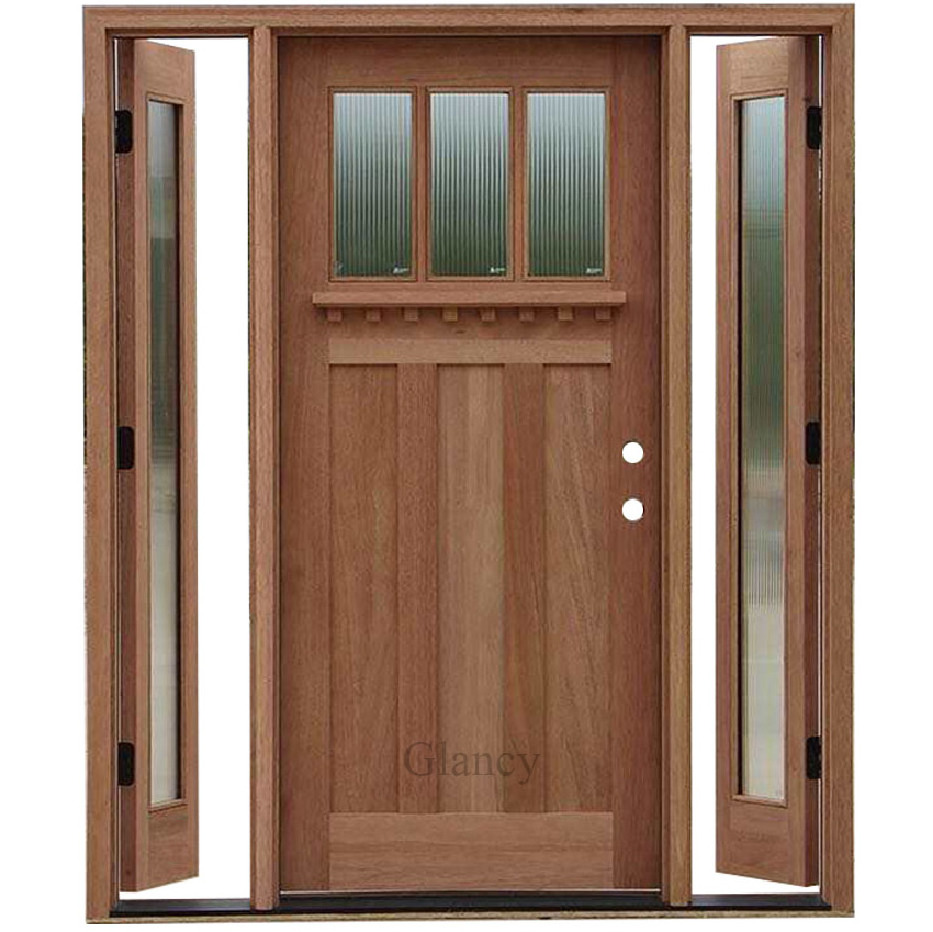 Double Modern Front Style Interior Wood Door High Entrance Entry Glass Solid Teak Wooden Door