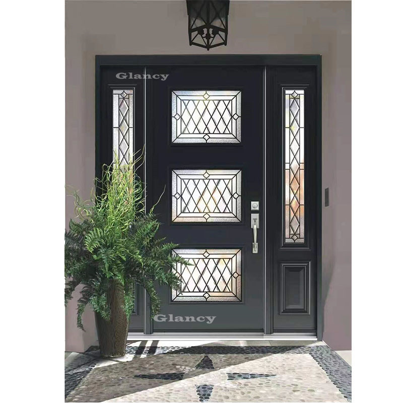 Modern Exterior Solid Wood Double Exterior Entry Main Entrance Mahogany Wooden Front Doors