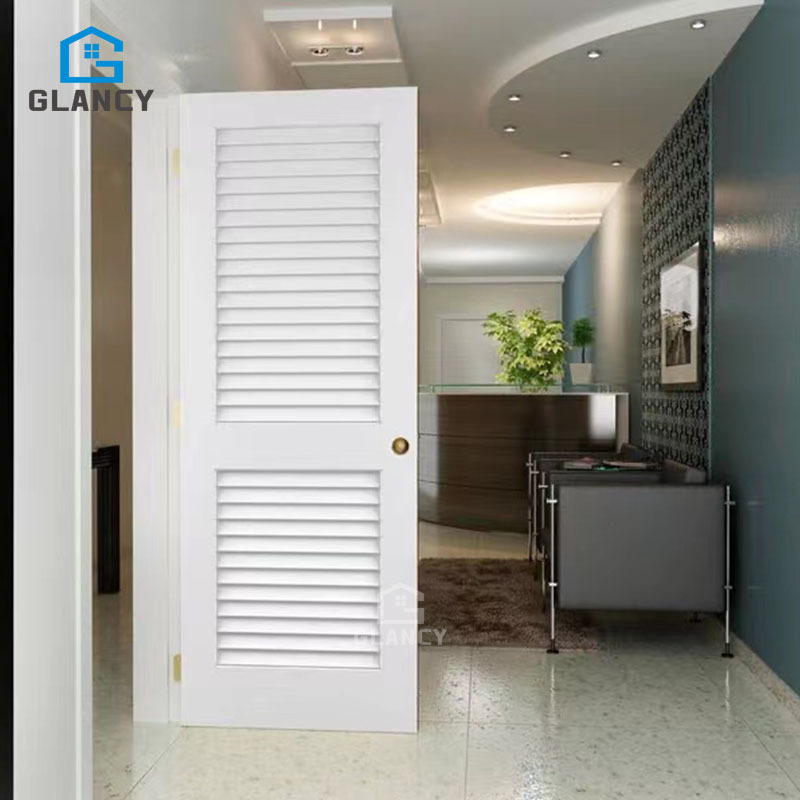 Customized Modern Design High Quality  Exterior Wooden Adjusted Layers Shutter Door With Fixed Layer Wood Louver Door