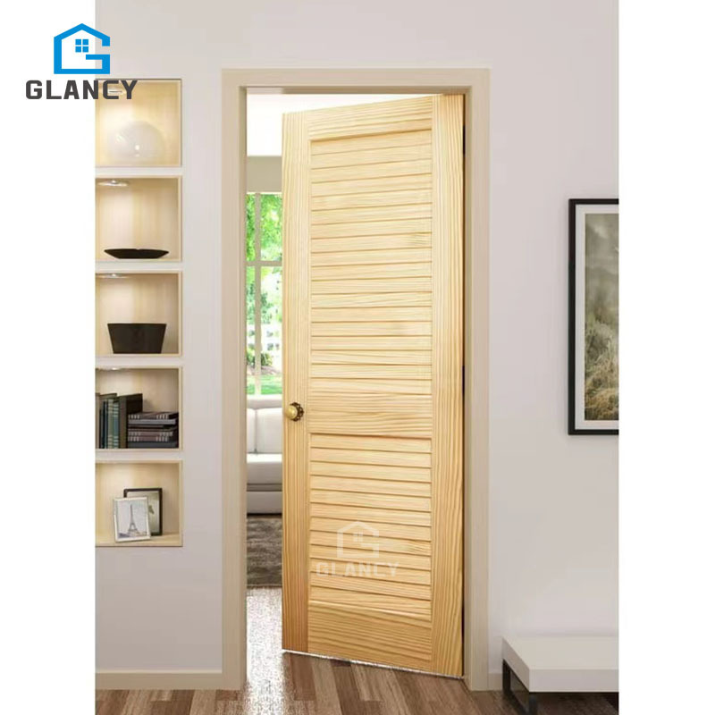 Customized Modern Design High Quality  Exterior Wooden Adjusted Layers Shutter Door With Fixed Layer Wood Louver Door