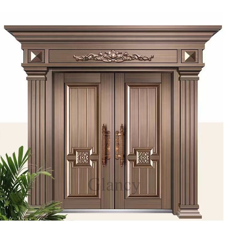 Luxury Main Front Double Entrance Double Swing Security Steel Door For Villa Design