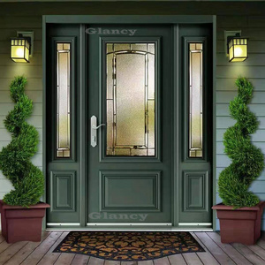 Modern Exterior Solid Wood Double Exterior Entry Main Entrance Mahogany Wooden Front Doors