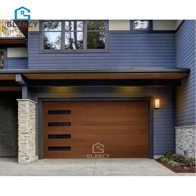 Hot Sell Modern Design Full View Aluminum Tempered Plexiglass Automatic Sandwich Panel Overhead Sectional Steel Foam Garage Door