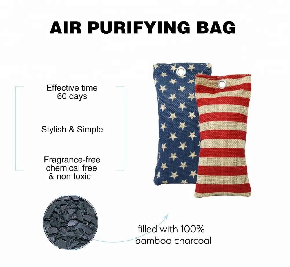 Natural bamboo charcoal bag air purifying Odor Eliminator bag Charcoal deodorizer bag 75G*2PACK