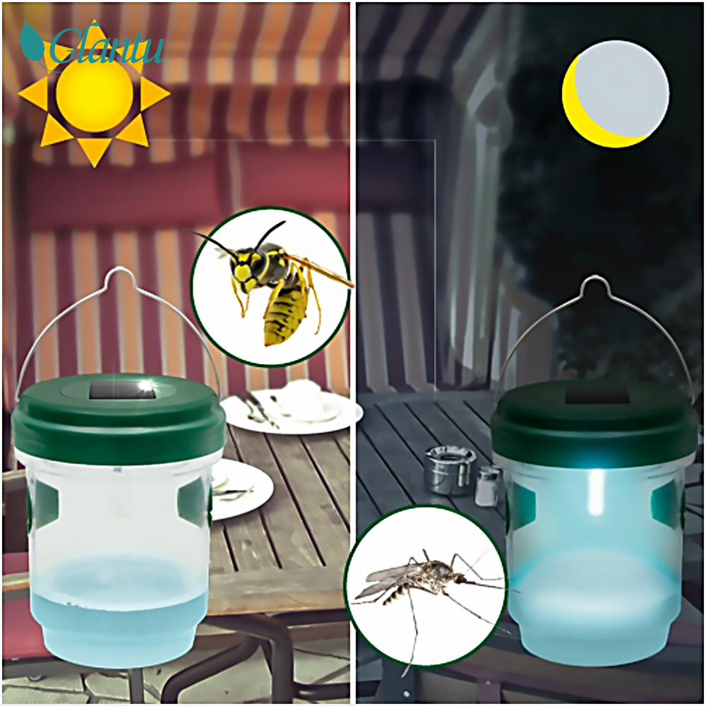 Solar Powered Wasp Trap Catcher Killer with UV LED Light, Traps & Wasp Traps for Outdoors