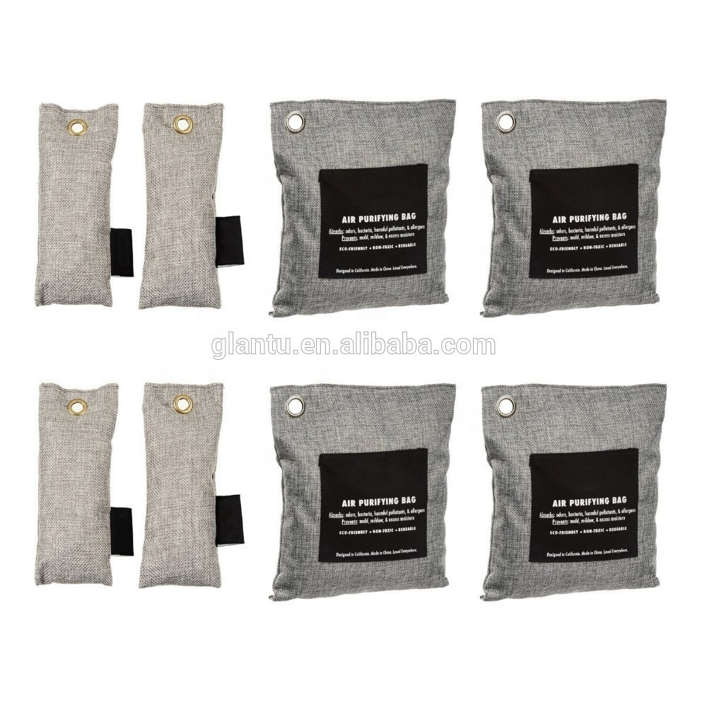 5pack Natural bamboo OEM private label activated charcoal air fresh purifier charcoal deodorizer bag