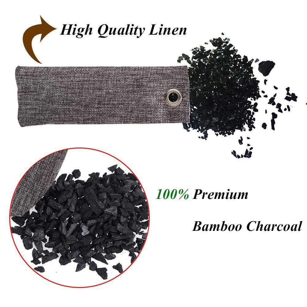 2-Pack Bamboo Charcoal Air Purifying Bags, Odor Eliminator for Cars, Closets, Bathrooms and Pet Areas, Captures