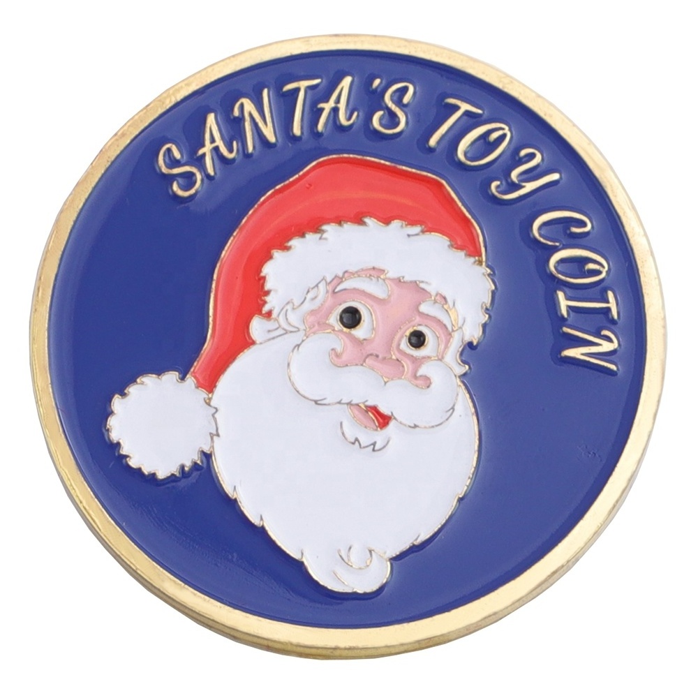 Season's Greetings Merry Christmas Holiday Ornament Metal Santa's Toy Medal Coin