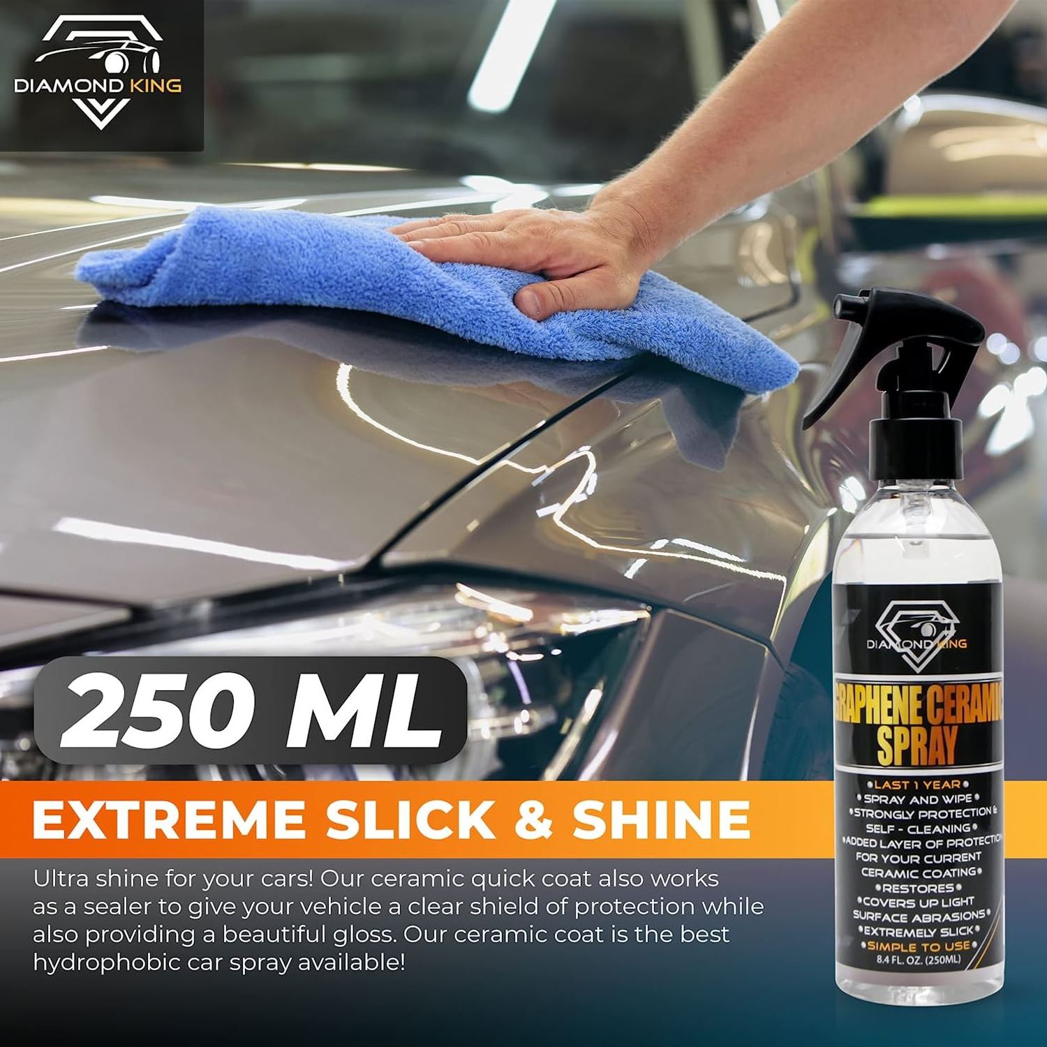 High shine effect  Graphene Ceramic Car Coating - Nano Ceramic Coating for Cars - Car Detailing, Hydrophobic Top Coat