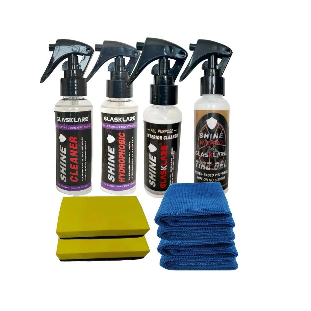 GLASKLARE combination carpainting degreasing agent+nano paint ceramic+nano interior coating+nano  tyre coating gel