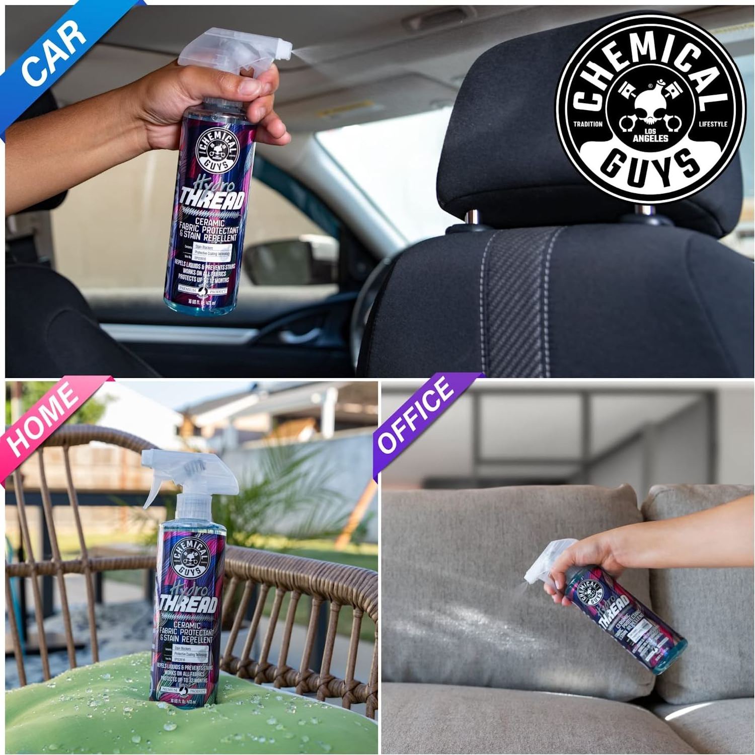 High shine effect  Chemical Guys SPI22616 HydroThread Ceramic Fabric Protectant & Stain Repellent  16 oz.