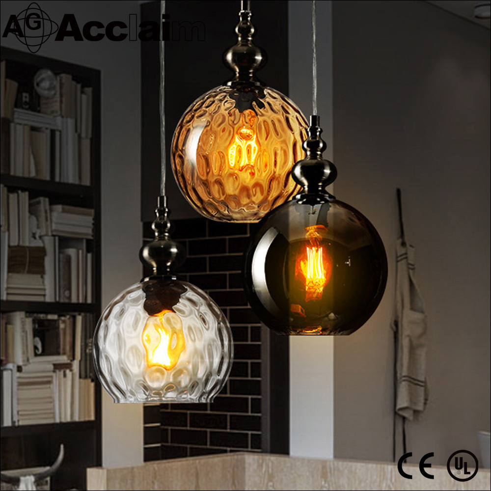 European rustic coloured hand blown glass pendant chandelier light