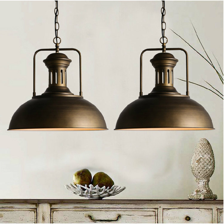 Rural 1 pcs light source wrought iron old fashioned industrial lights lighting pendant shade for bar counter