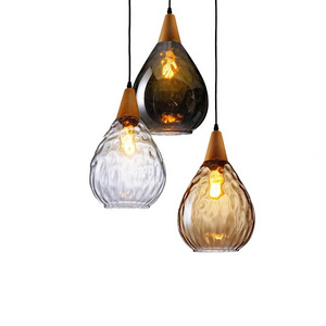 European rustic coloured hand blown glass pendant chandelier light