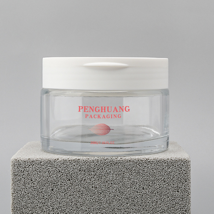 luxury cosmetic glass cream jar container with matte pink cap 200g lip body exfoliating scrub container jar with lid