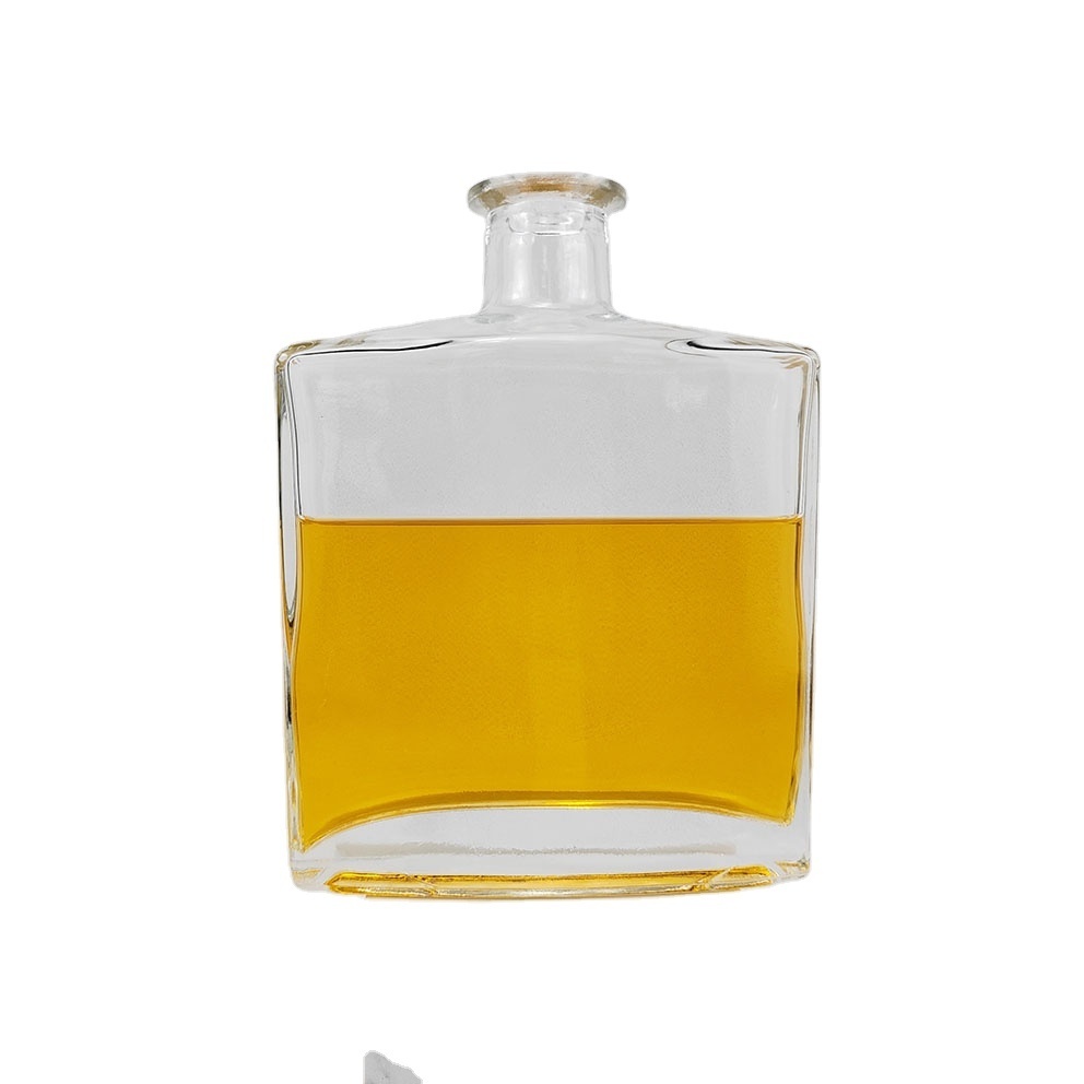 Factory direct sales high quality flat square whiskey vodka rum tequila gin spirits glass bottle with lid