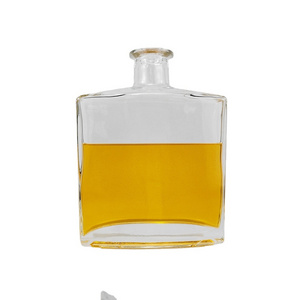 Factory direct sales high quality flat square whiskey vodka rum tequila gin spirits glass bottle with lid