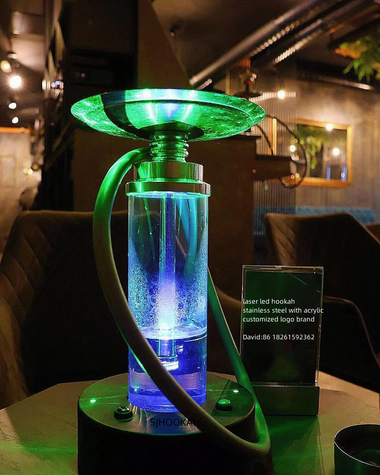 2024 new Laser led light hookah shisha hookah lounge led hookah smoke caffe shop luxury quality led shisha