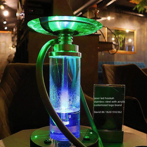 2024 new Laser led light hookah shisha hookah lounge led hookah smoke caffe shop luxury quality led shisha