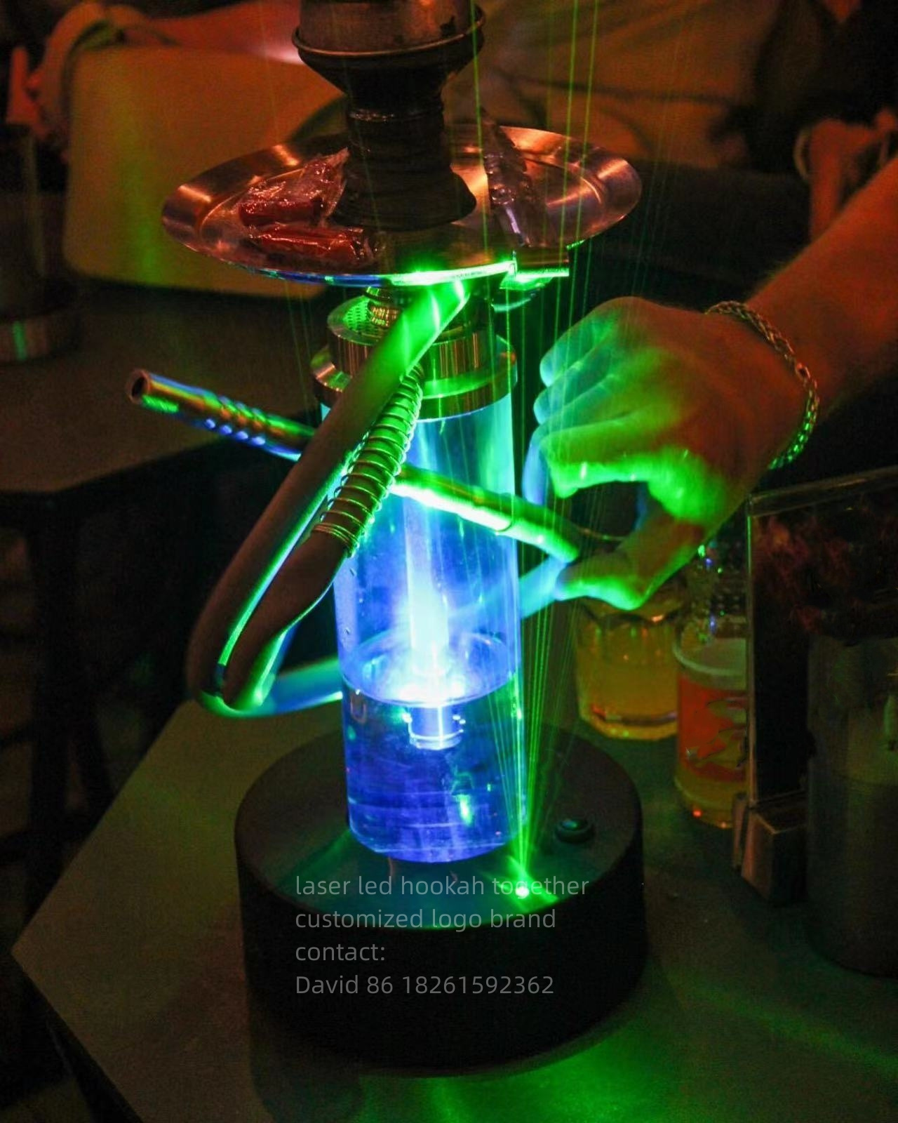 2024 new Laser led light hookah shisha hookah lounge led hookah smoke caffe shop luxury quality led shisha