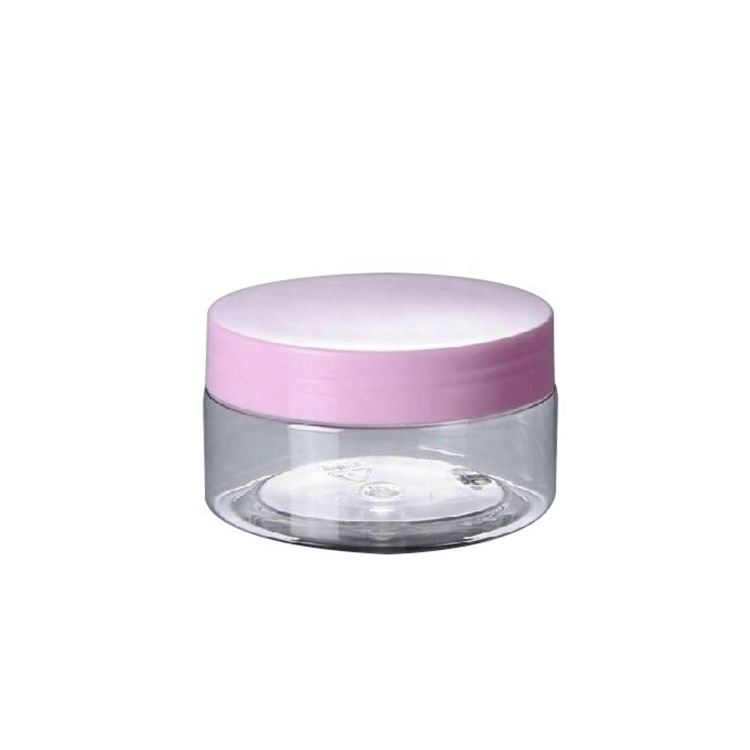 China Factory Wide Mouth 2-8oz Pet Plastic Cream Packaging Cosmetic Jar Sets for Skincare with Pink Smooth Screw Lids