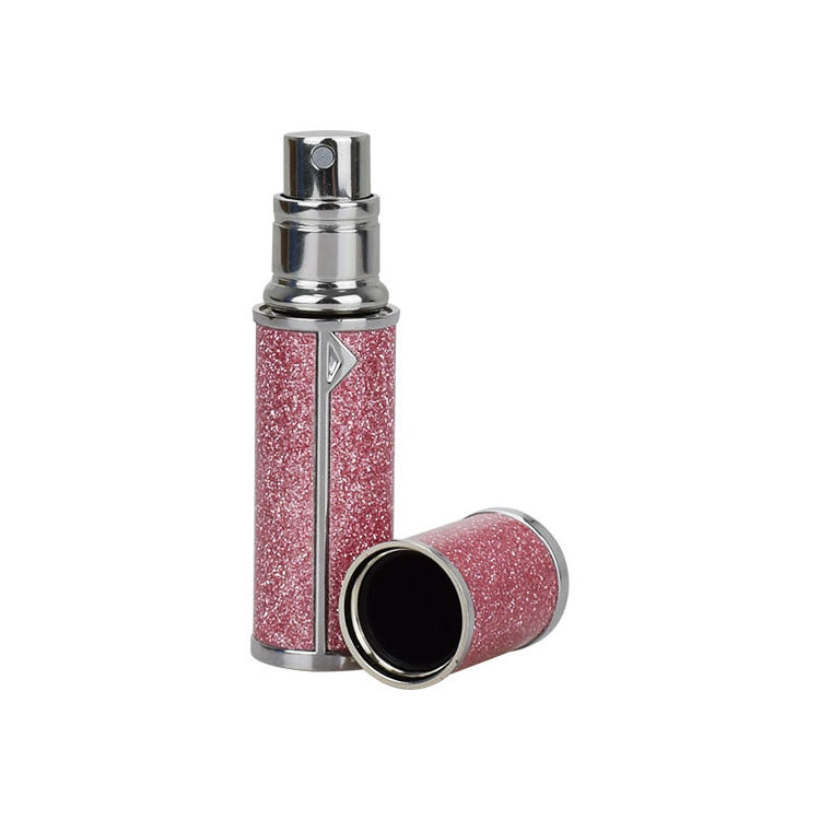 hot sale pink with Silver broken diamond fine flash perfume atomizer tube glass sprayer bottle