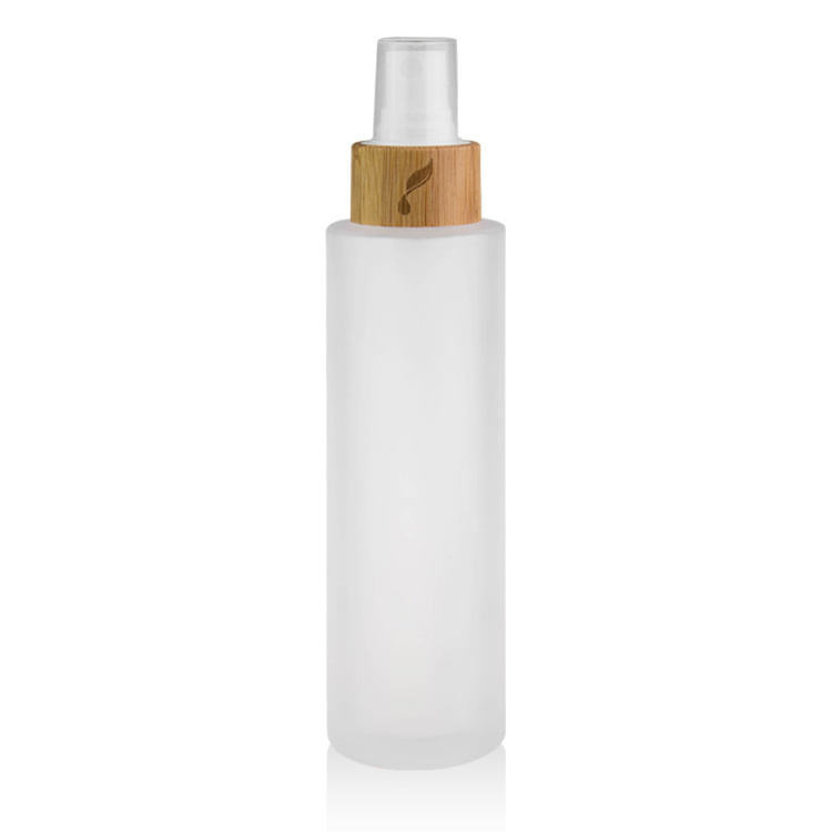 eco friendly bamboo luxury cosmetic spray 120ml clear frosted glass bottles