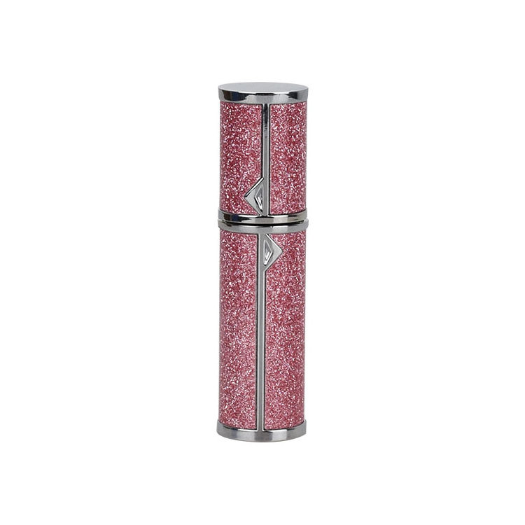 hot sale pink with Silver broken diamond fine flash perfume atomizer tube glass sprayer bottle