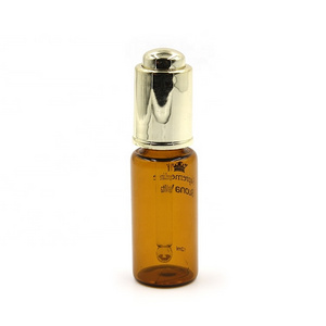 High Quality Amber Cosmetic Oil Serum  5ml 15ml 10ml 20ml Tube Glass Bottle with Aluminum Pressure Pump Dropper