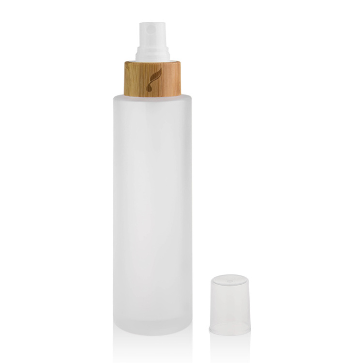 eco friendly bamboo luxury cosmetic spray 120ml clear frosted glass bottles